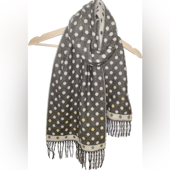 V. Fraas Cashmink Women’s Polka Dot Fringe Scarf Shawl One Size-PreOwned - Picture 6 of 8